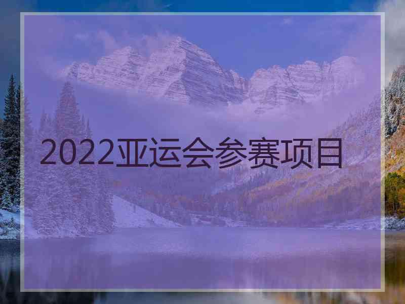 2022亚运会参赛项目