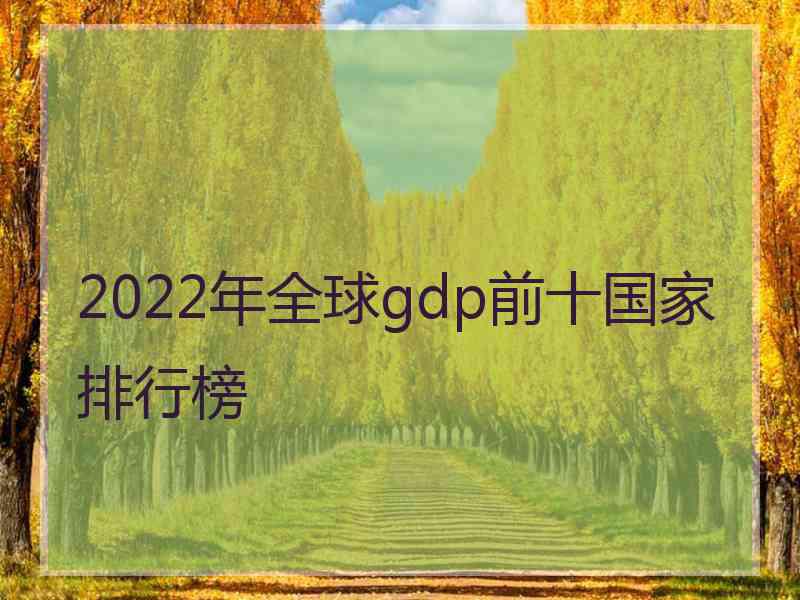 2022年全球gdp前十国家排行榜