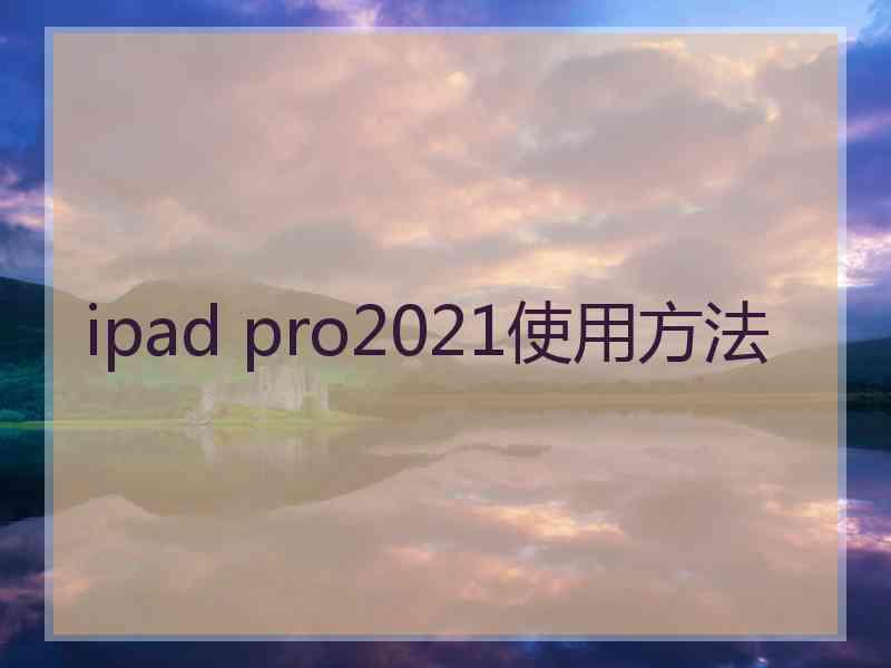 ipad pro2021使用方法