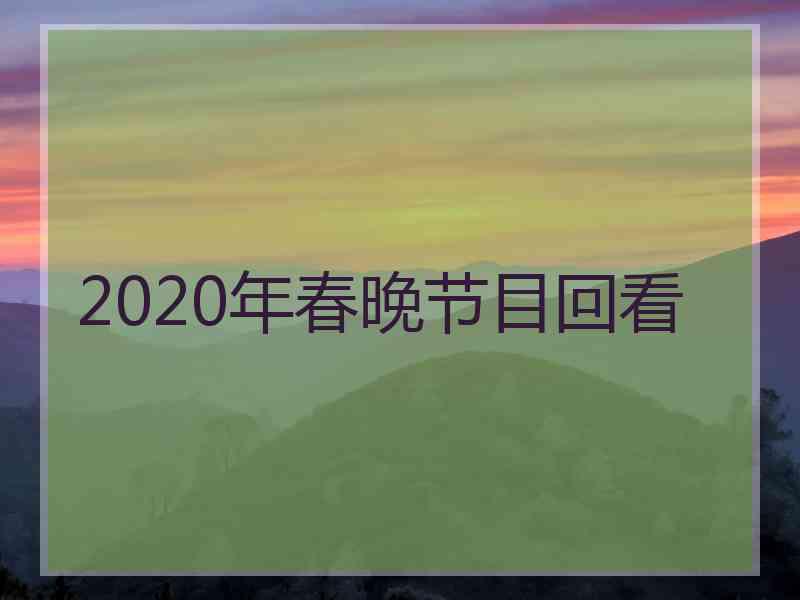 2020年春晚节目回看