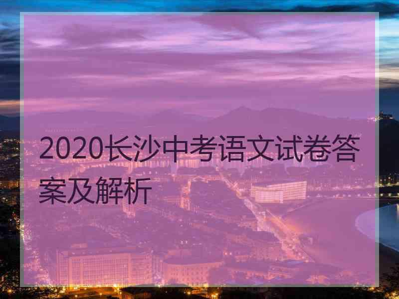 2020长沙中考语文试卷答案及解析