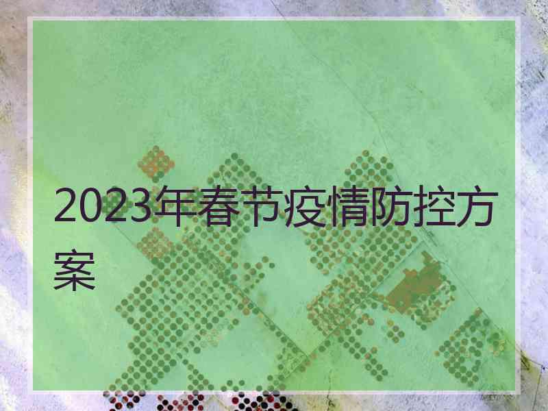 2023年春节疫情防控方案