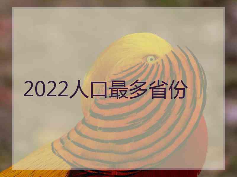 2022人口最多省份