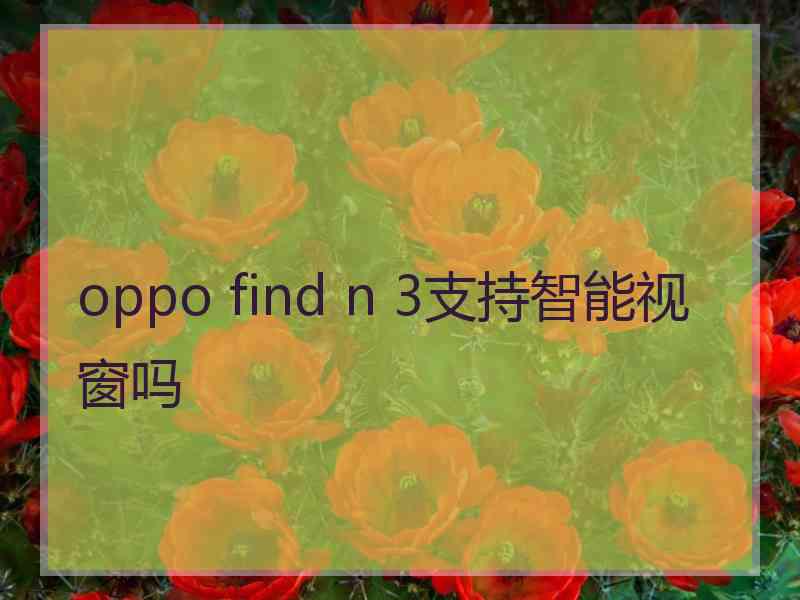 oppo find n 3支持智能视窗吗