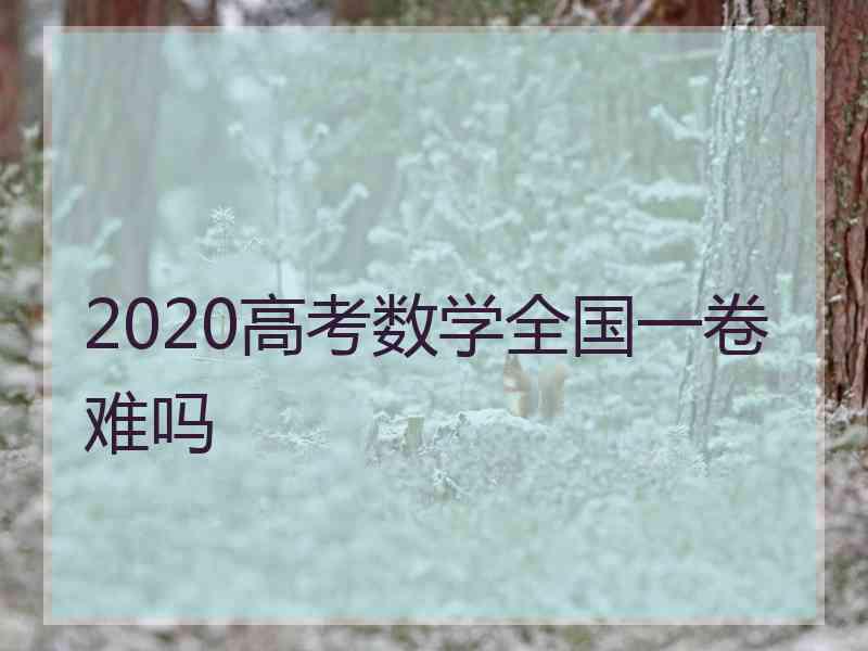 2020高考数学全国一卷难吗