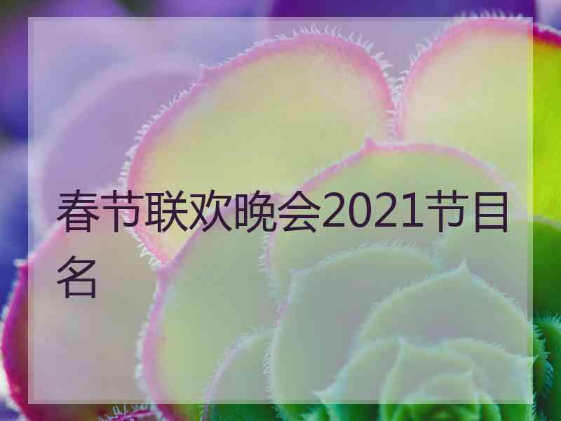 春节联欢晚会2021节目名