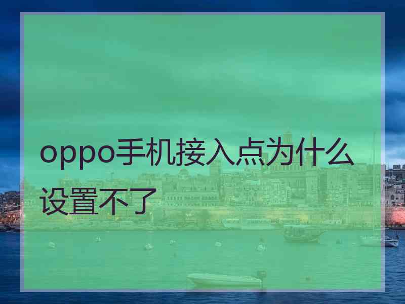 oppo手机接入点为什么设置不了