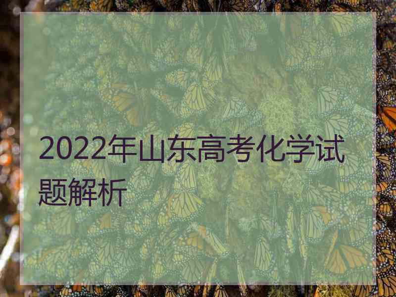 2022年山东高考化学试题解析