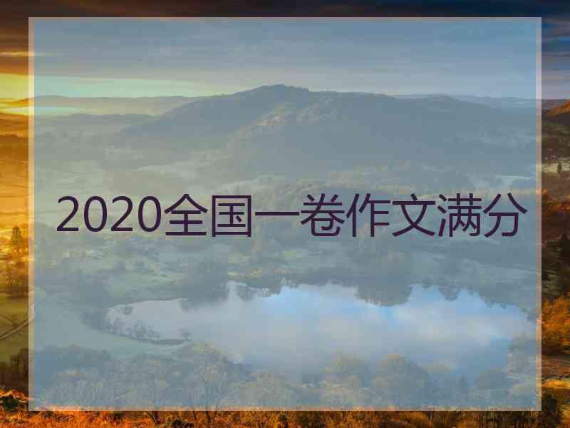 2020全国一卷作文满分