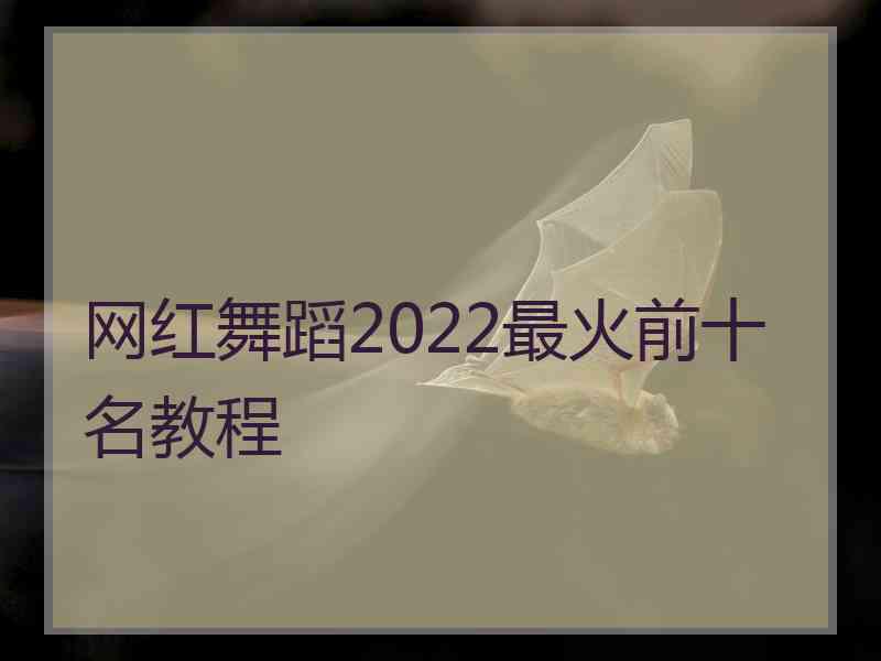 网红舞蹈2022最火前十名教程