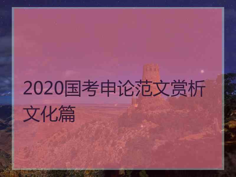 2020国考申论范文赏析文化篇