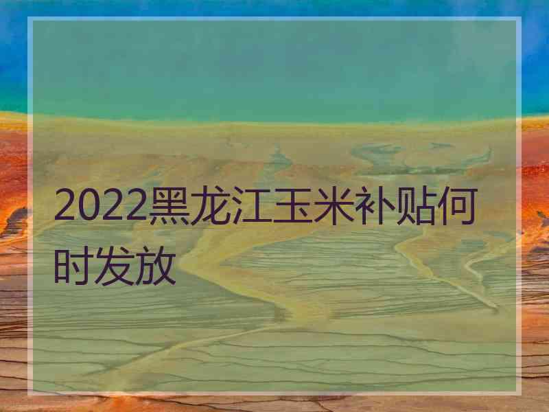 2022黑龙江玉米补贴何时发放