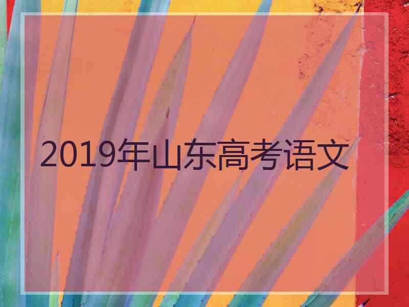 2019年山东高考语文