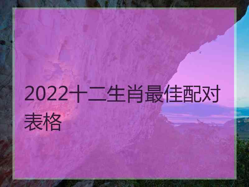 2022十二生肖最佳配对表格