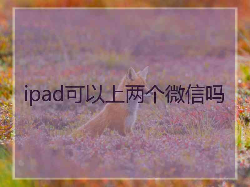 ipad可以上两个微信吗