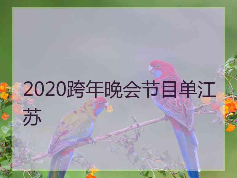 2020跨年晚会节目单江苏