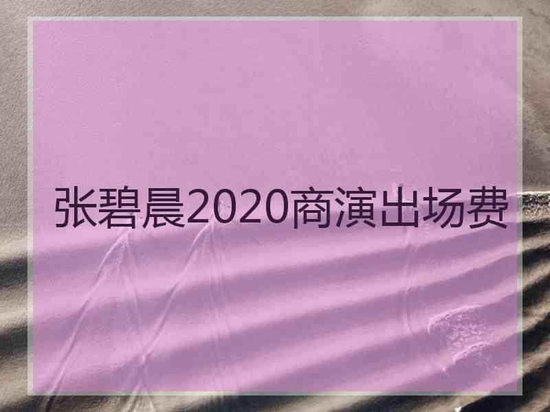 张碧晨2020商演出场费