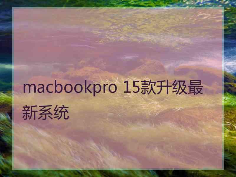 macbookpro 15款升级最新系统