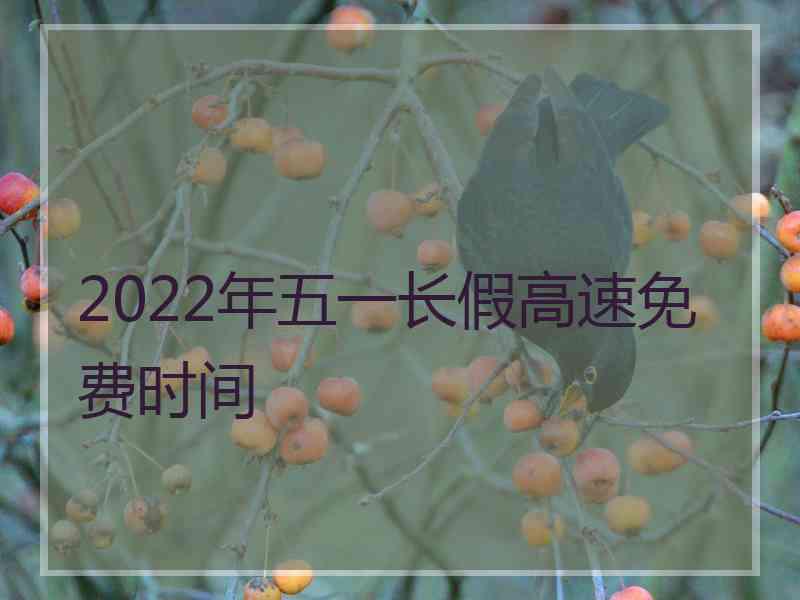 2022年五一长假高速免费时间