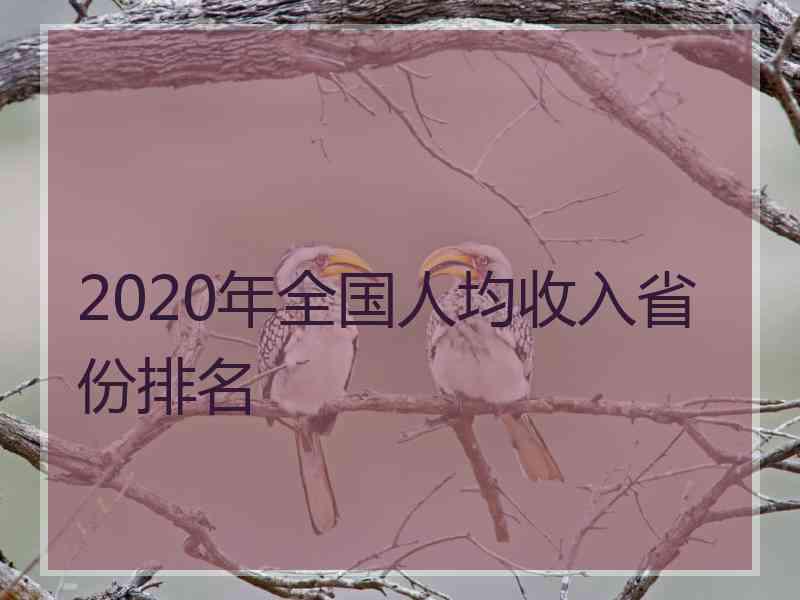 2020年全国人均收入省份排名