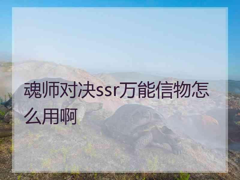 魂师对决ssr万能信物怎么用啊