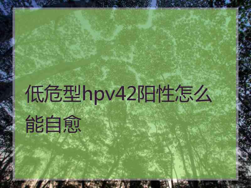 低危型hpv42阳性怎么能自愈