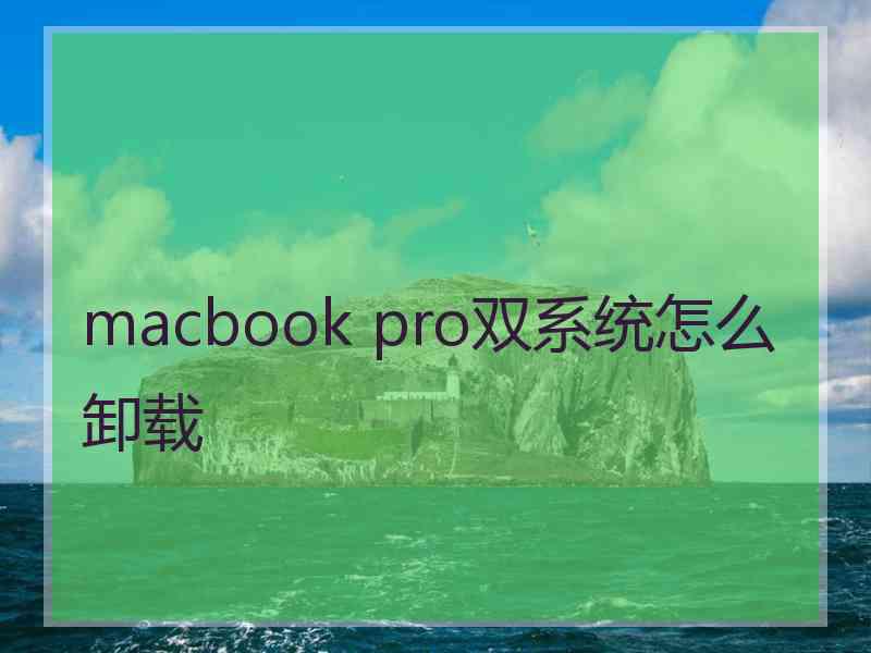 macbook pro双系统怎么卸载