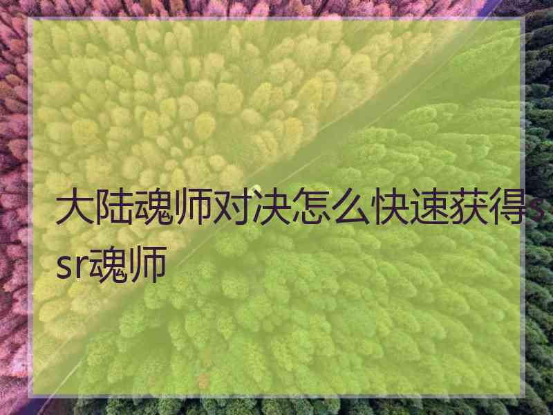 大陆魂师对决怎么快速获得ssr魂师