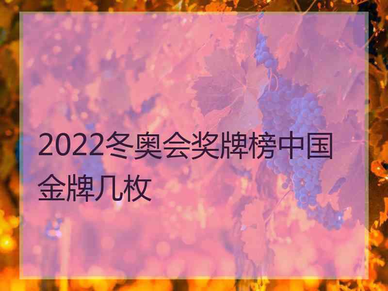 2022冬奥会奖牌榜中国金牌几枚