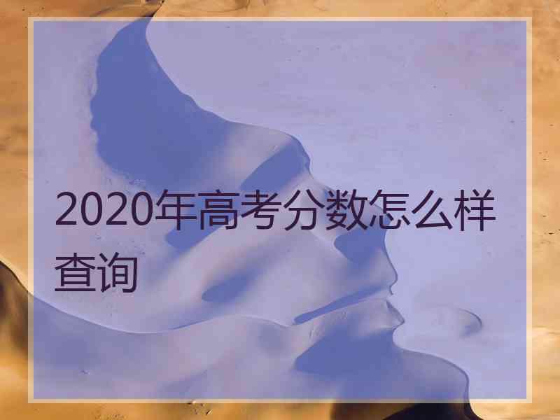 2020年高考分数怎么样查询