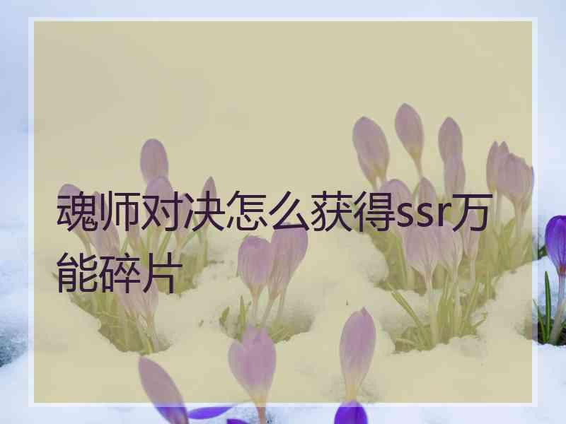 魂师对决怎么获得ssr万能碎片