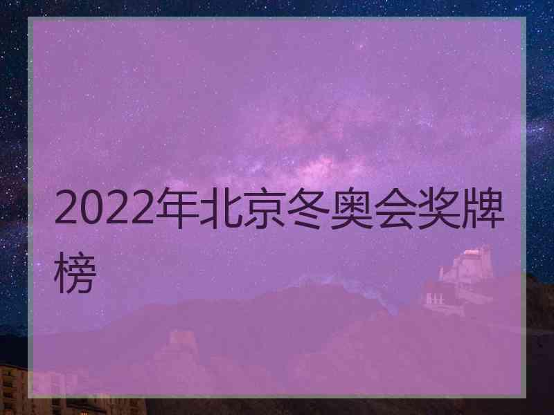 2022年北京冬奥会奖牌榜