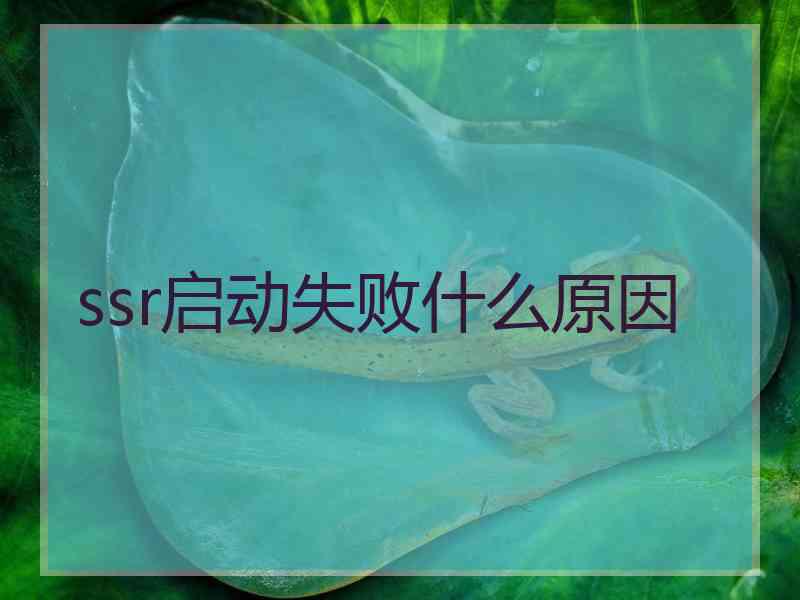 ssr启动失败什么原因