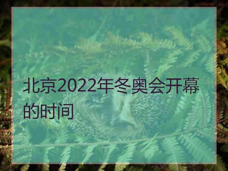 北京2022年冬奥会开幕的时间