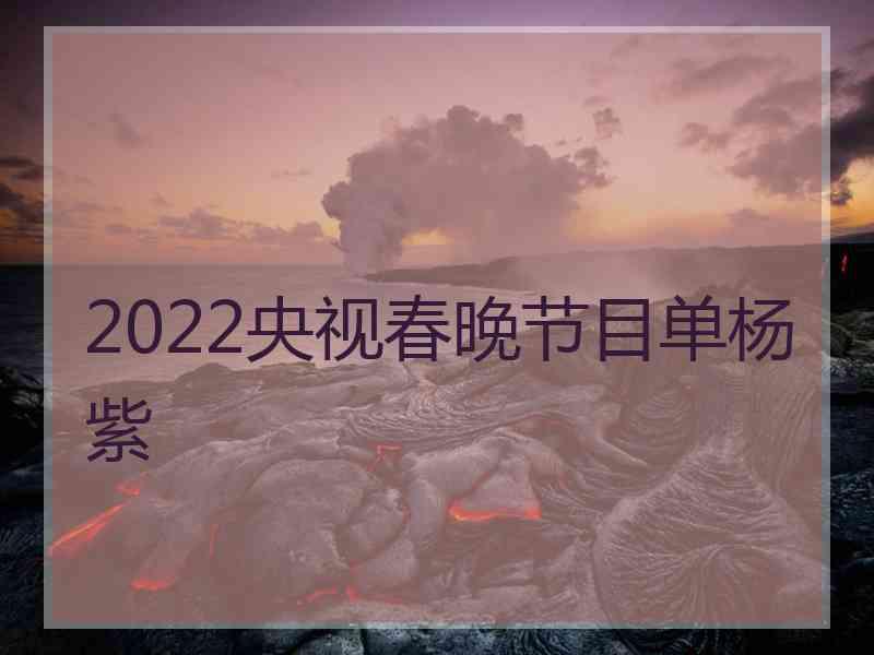 2022央视春晚节目单杨紫