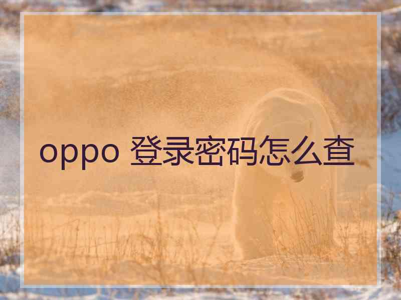 oppo 登录密码怎么查