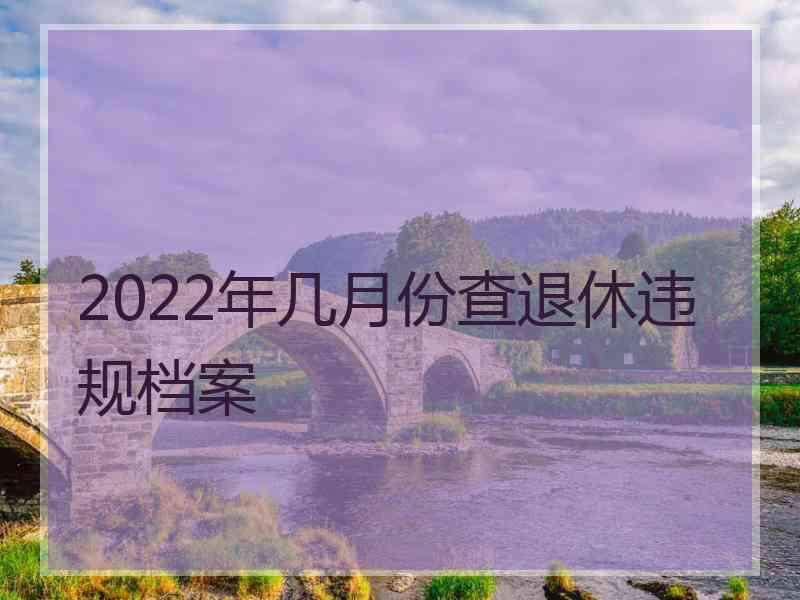 2022年几月份查退休违规档案