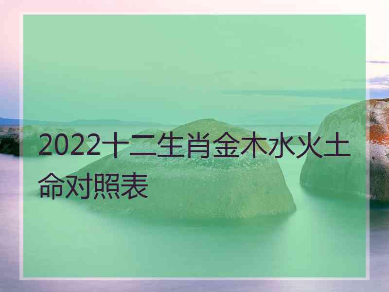 2022十二生肖金木水火土命对照表