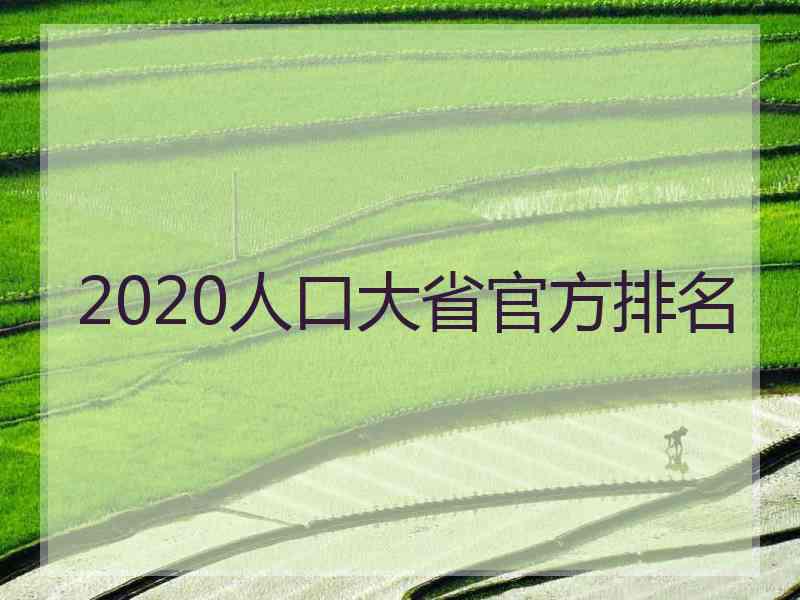 2020人口大省官方排名