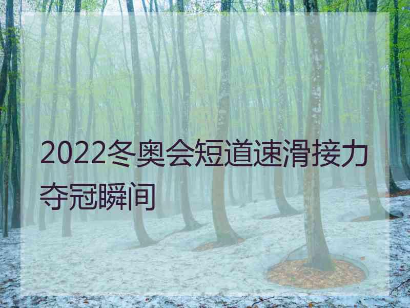 2022冬奥会短道速滑接力夺冠瞬间