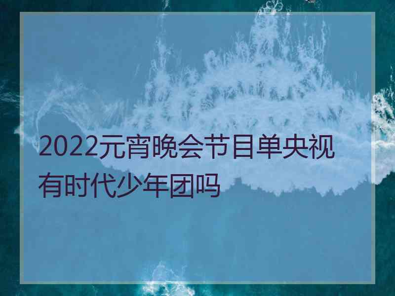 2022元宵晚会节目单央视有时代少年团吗