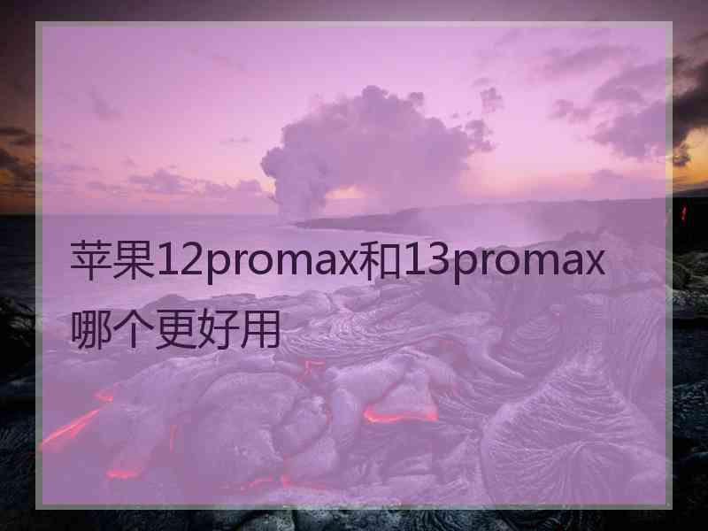 苹果12promax和13promax哪个更好用