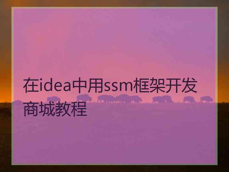 在idea中用ssm框架开发商城教程