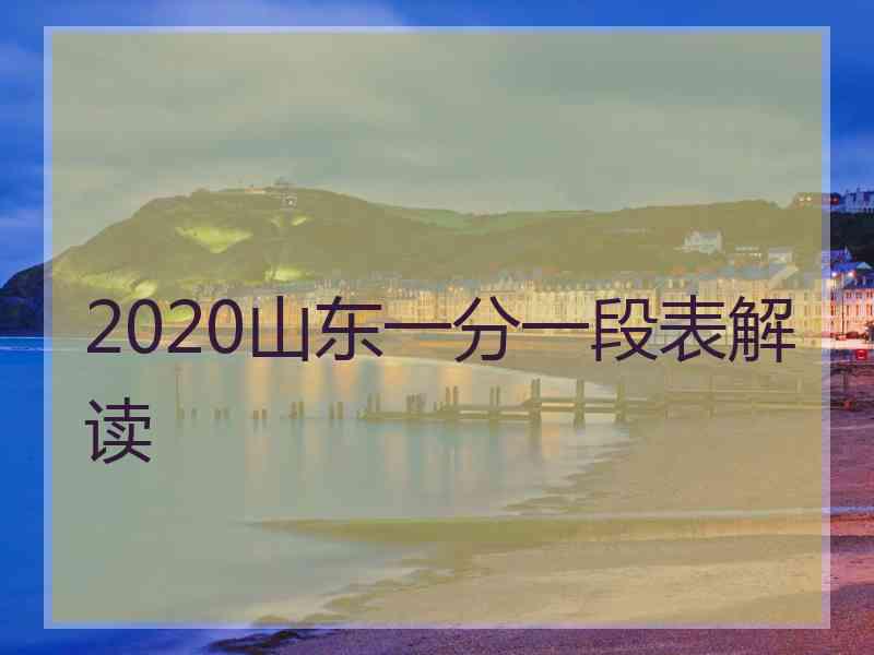 2020山东一分一段表解读