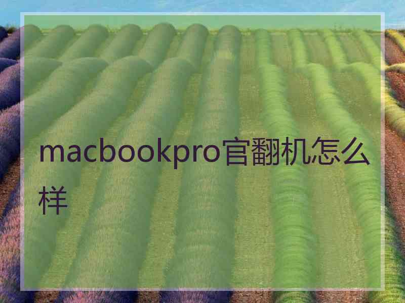 macbookpro官翻机怎么样