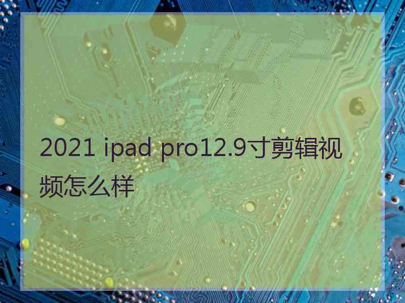 2021 ipad pro12.9寸剪辑视频怎么样