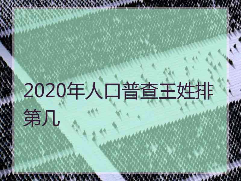 2020年人口普查王姓排第几