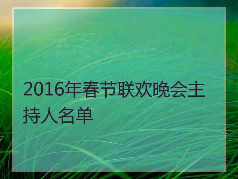 2016年春节联欢晚会主持人名单