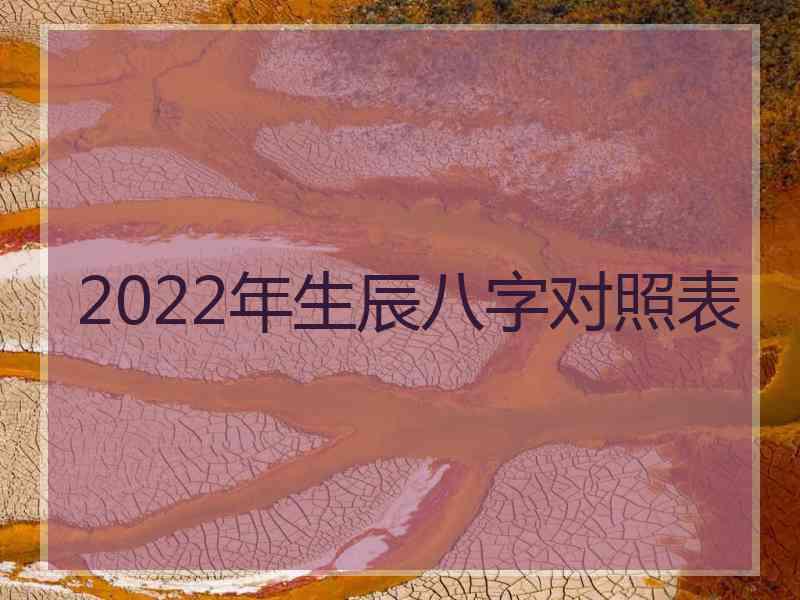 2022年生辰八字对照表