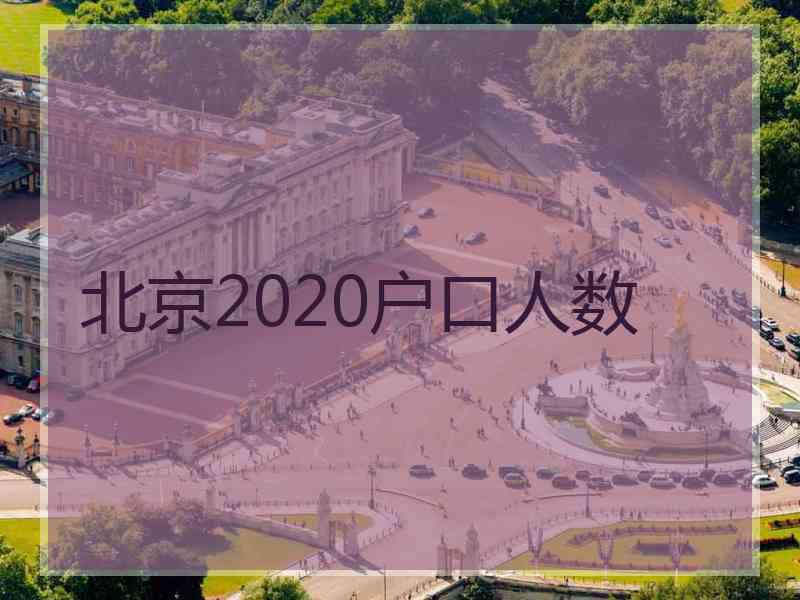 北京2020户口人数